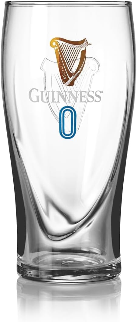 Official 0 Gravity Pint Glass – 20oz Authentic Non-Alcoholic Beer Glass with Gold Harp and Blue Zero Logo – Genuine Irish Drinkware, Single Pack
