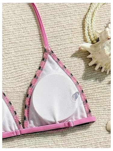 Image of RoseSeek Girl's Tie Dye Smocked 2 Piece Swimwear Sets Backless Halter Bikini Cute Brief Bathing Suit