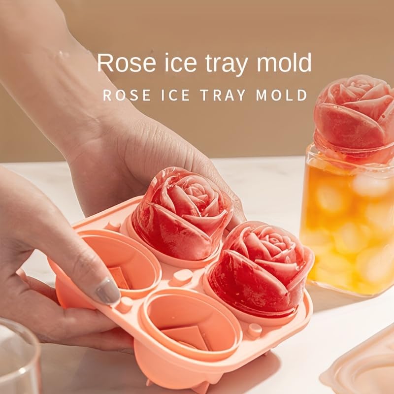 Molde para cubos de hielo floral rosa reutilizable miniatura 3