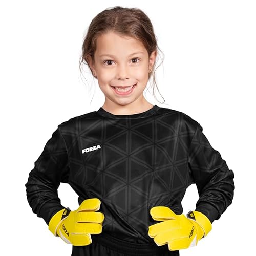 FORZA Camiseta de portero de manga larga para niños, camiseta de fútbol juvenil con tela de secado rápido, 5-14 años, Negro, 13-14 años FORZA Camiseta de portero de manga larga para niños, camiseta de fútbol juvenil con tela de secado rápido, 5-14 años, Negro, 13-14 años
