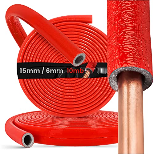 Guaina Isolamento Tubi Polietilene 15/6 mm 10m Rosso