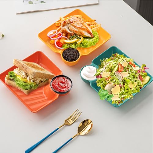2 in 1 Snackschale und Dipschalen Servierplatten Nacho Teller 18.7 x 17 x 2cm Tapas Schalen Servierschalen Set für Vorspeisen Dips und Snacks - 3 Stück