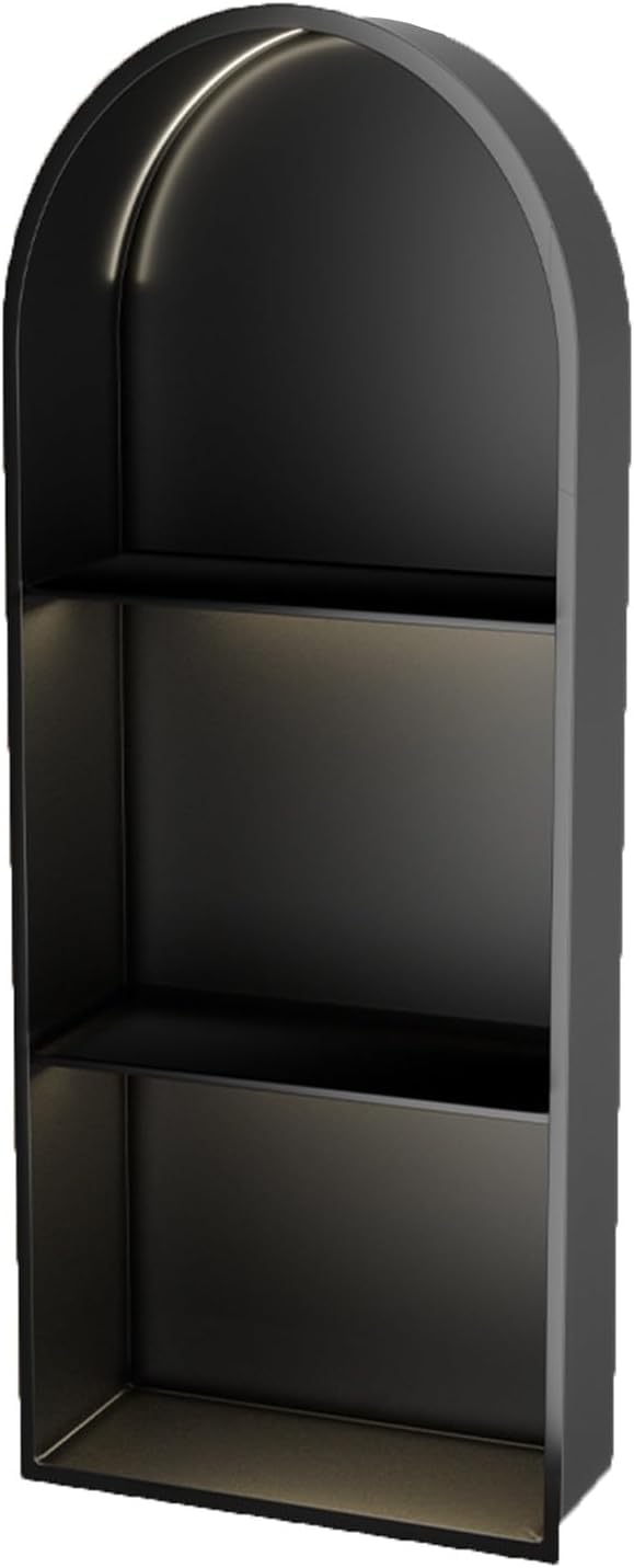 MYUYEE Wall Niche With Non Dimmable Led Light, Stainless Steel Shower Niche Shelf Recessed Shower Niche (Black 100X40X15Cm)