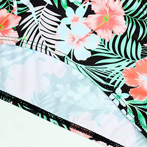 Conjunto de biquíni KesYOO com estampa de folhas e frente única para meninas, Verde, M