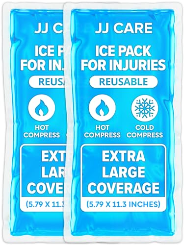 JJ CARE Ice Packs for Injuries Reusable (Pack of 2, XL) - Gel Ice Packs Reusable - Soft Ice Pack for...