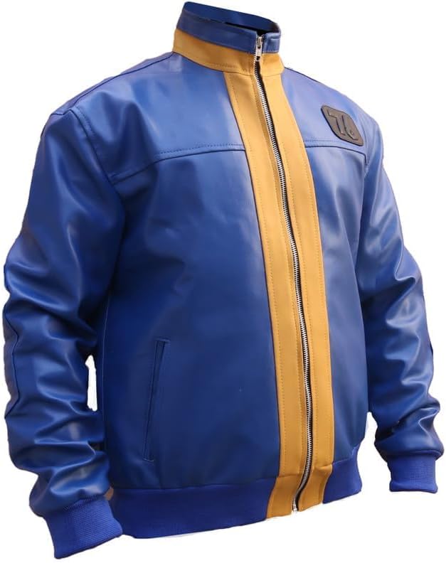 76 Blue Faux Leather Jacket for Men – Cosplay Inspired Motorcycle Biker Jacket - Image 6