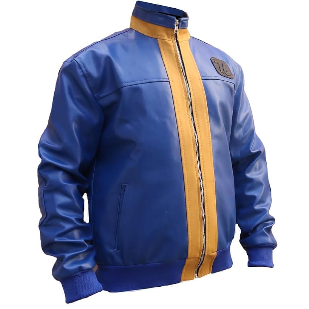 【 ollun 】 loose velor jacket Vault Fall out 76 Jacket - Blue Faux Leather 76 Vault Biker