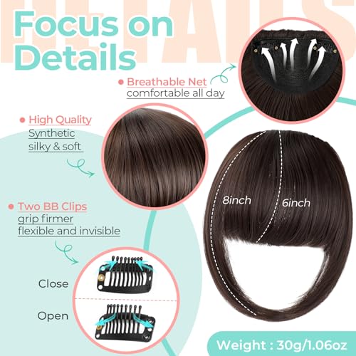 Cephermer Clip In Bangs, Synthetic French Bangs Hair Clip thumb #3