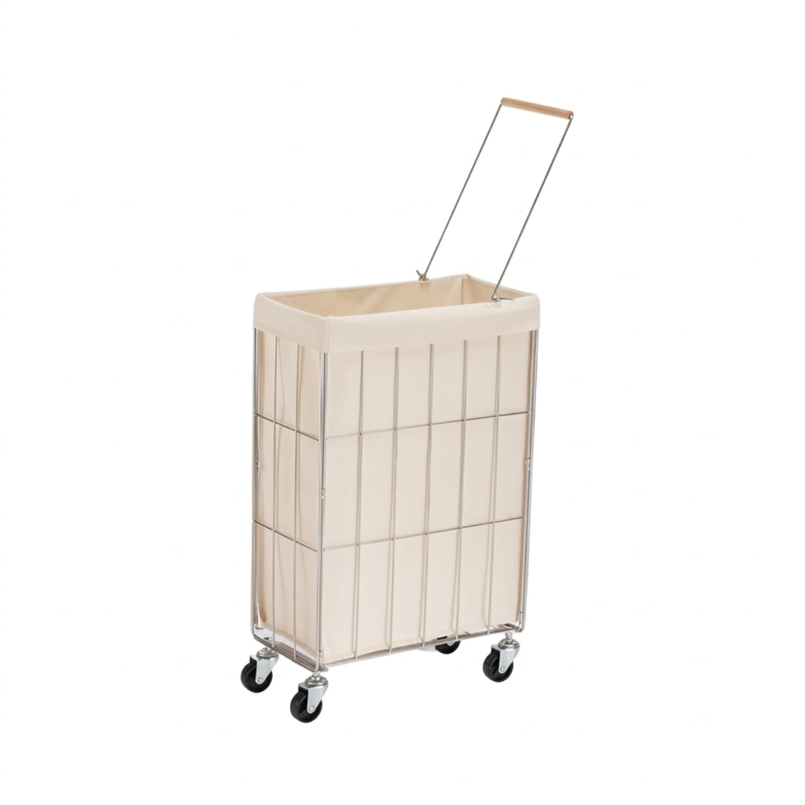 Carrello Biancheria Pieghevole Carrello Lavanderia Carrello con Ruote Telaio Acciaio Inox 201 Manico Spinta 34 Cm Ruote Girevoli Scorrimento Sacco Removibile Adatto per Casa Bagno Corridoio