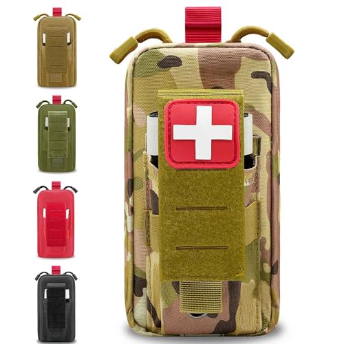 Ifak Pouch- Molle First Aid Bag Empty, Tactical Medical Pouches Small, Molle Ifak Duty Belt EMT Tourniquet Holder Trauma Kit Holster for Camping Hiking