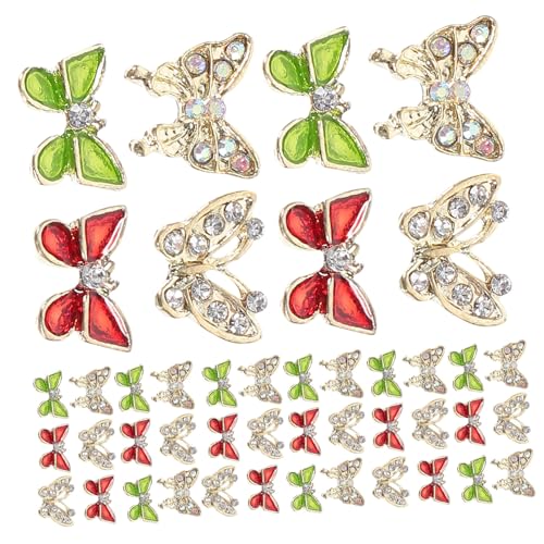 VICASKY Elegant Butterfly Nail Decors 40pcs Manicure Charms Christmas Nail Charms Small Gems for Art