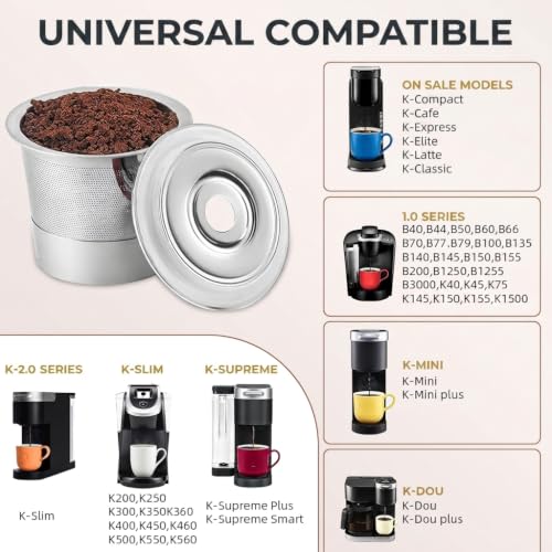 Image of Supvox Compatible with Keurig Coffee Machine, Reusable Stainless Steel K Cup, Food Grade 304 Stainless Steel Coffee Pod