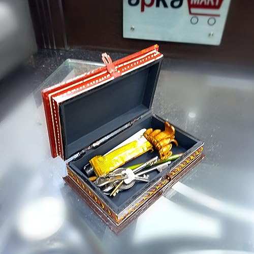 Image of Apka Mart The Online Shop Jewellery Box | Multi-Purpose Storage Box | Wooden Jewelry Box with Lock - For Dressing Table, Home & Table Decor, Oganization & Gifts - (6X4) Inch (Wood, Multicolor)