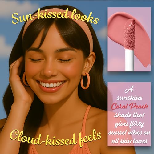 Image of FACES CANADA Cloud Love Liquid Blush - Heart Strings 01, 5ml | Sun-Kissed Peachy Look | Long Lasting | Blends Easily | Blurred Matte Effect | Lightweight | Natural Tint | Cushion Applicator | Niacinamide Infused