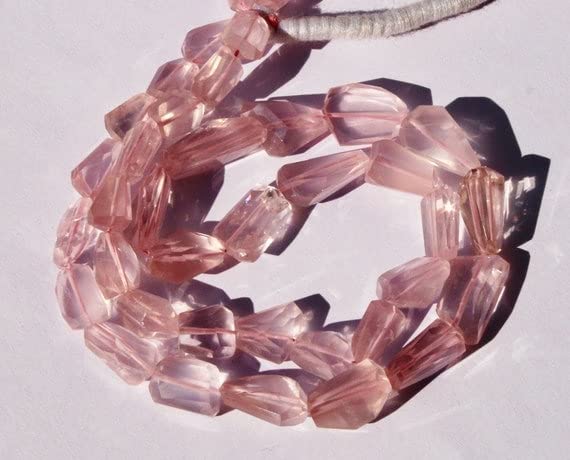 Rose quartz faceted tumble briolette perle naturelle quartz rose 8 pouces