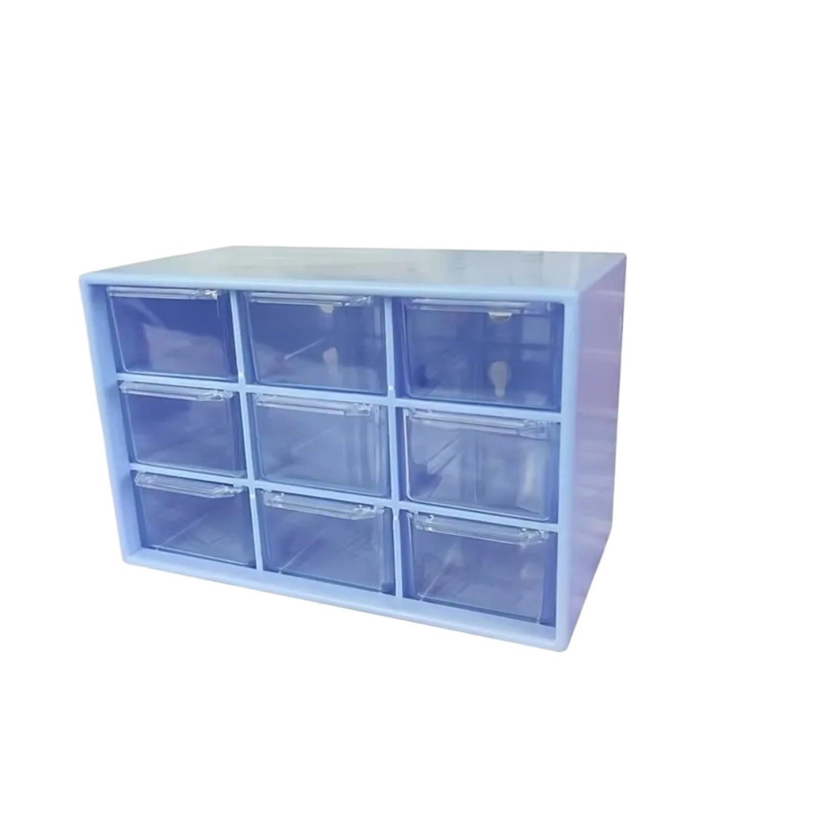 GMGQJST Compartment Storage Boxes Dustproof Desktop Drawer Organizer 9 Grids Transparent Storage Box PVC Small Drawer Drawer Organizer Box For Jewelry Cosmetics(Blue)