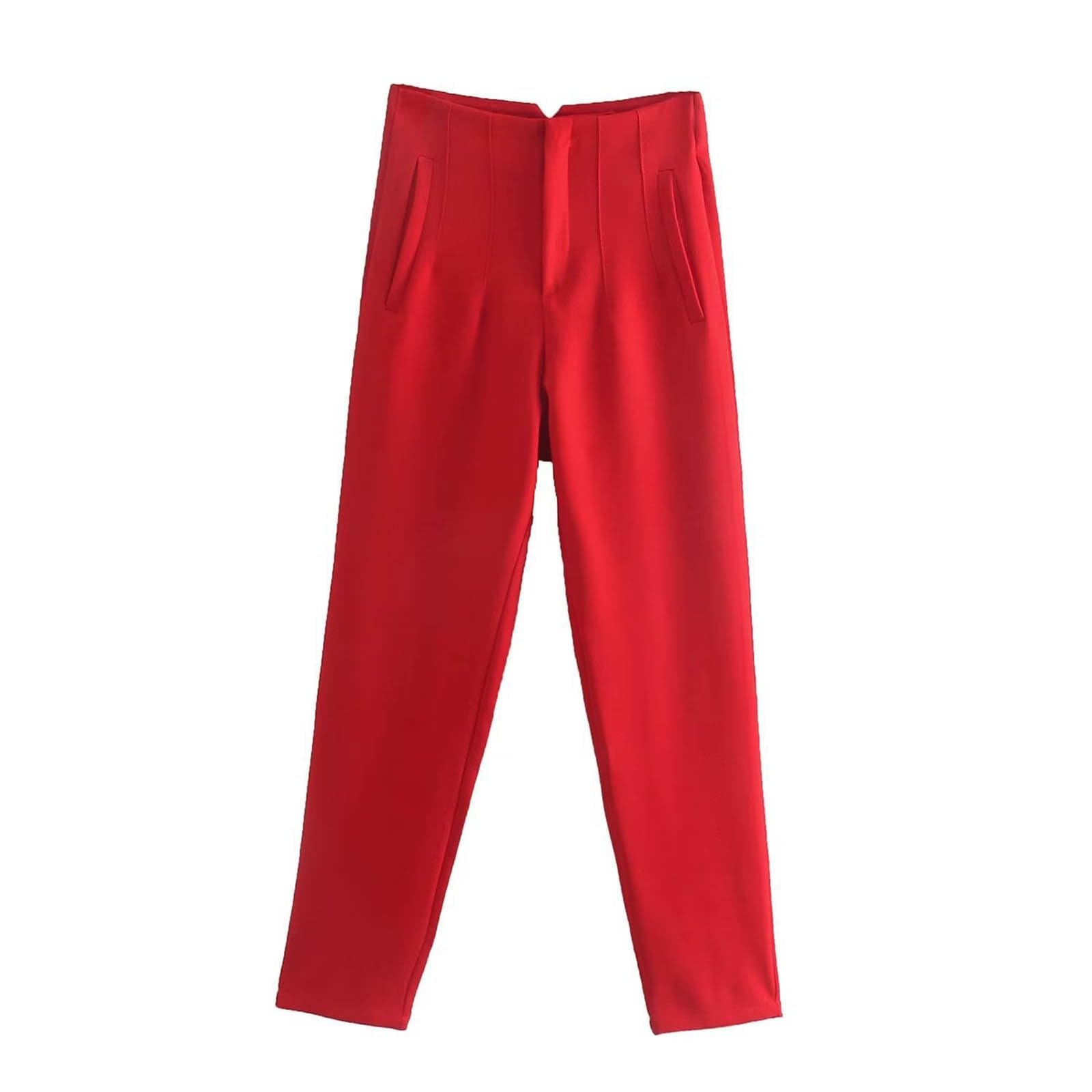 YOLAI Womens High Waisted Straight Leg Pants Solid Commuting Wear Casual Pants Business Work Trousers with Pockets