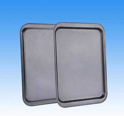 Miniatura 9 de Juego de 2 bandejas para hornear, juego de bandejas para hornear, de acero al carbono, molde rectangular para hornear hornear antiadherente, media
