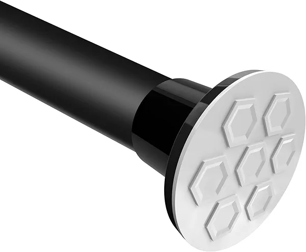 HOOPLE Heavy Duty Tension Curtain Rod 102-120 Inch, 1.27"Diameter No Drilling Adjustable Rod for Shower Windows Bathroom Bedroom Patio, Renter Friendly, Non-Slip Telescoping Design, Black