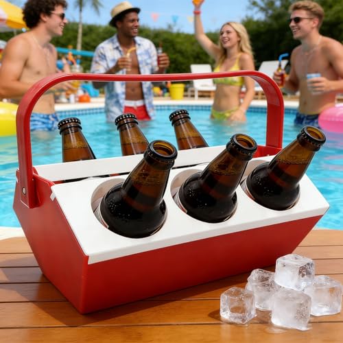 Contenedor de botellas de bebidas con espacio para hielo y asa ergonómica 3