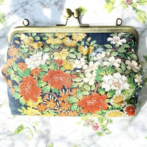 Kimono Cloud Clutch bag Vintage Floral Kiss Lock Purses and Handbags Crossbody Bag/Made in Japan Shoulder/flowers (Pink5)3