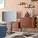Homfa Wide Dresser with 3 Drawer Chest and 1 Side Cabinet, 31L inch End Table Nightstand, File Storage Organizer Shelves, Accent Wood Frame Home Office, Walnut Brown