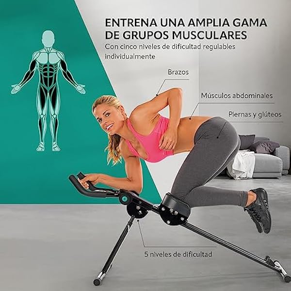 VITALmaxx 'Fitmaxx 5' entrenador de abdominales plegable | Entrenador de espalda, abdominales, brazos y piernas en uno con ordenador de fitness | Ahorro de espacio