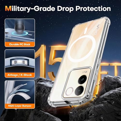 Image of Jkobi Shockproof Crystal-Clear Back Cover for Vivo T2 Pro (Magsafe Wireless Support | Drop & Camera Protection | Hard Polycarbonate)