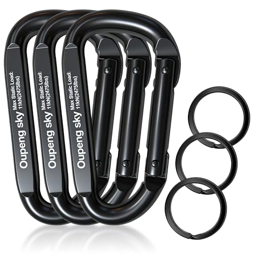 Image of Carabiner Clip, 3 inch Iron Heavy Duty Carabiners 855lbs-11KN /2475lbs for Hammocks, Camping Accessories,Hiking,Keychains,Outdoors and Gym etc,D Shaped Spring Hook Small Carabiners for Dog Leash,Harness.