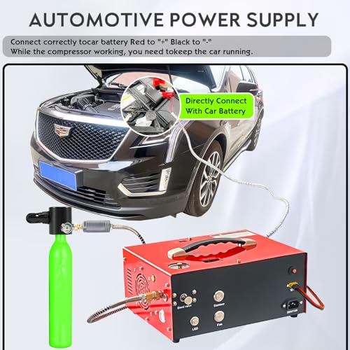 Image of PCP Air Compressor with Built-in Power Adapter, LED Light Auto-Shutoff 4500Psi /30Mpa Compatible with 110V /220V AC or 12V DC Ideal for Air Guns Paintball and Scuba Tank Inflation Pump