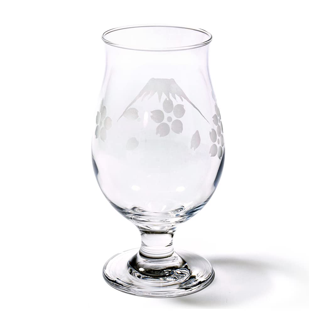 Edo Kiriko Cherry Blossoms Mt. Fuji Beer Glass