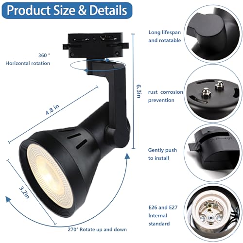 Yuemegou Y-HT-3-WIRE H Type 6 Lights Led Track Lighting Complete Kit Plug In thumb #2
