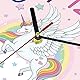 Lafocuse Kinder Wanduhr Lautlos Einhorn, Bunt Ziffern Kreativ Einfach zu Lesen, Rosa Lernuhr für Mädchen und Jungen, Ohne Ticken für Kinderzimmer Kindergarten Schule 30cm