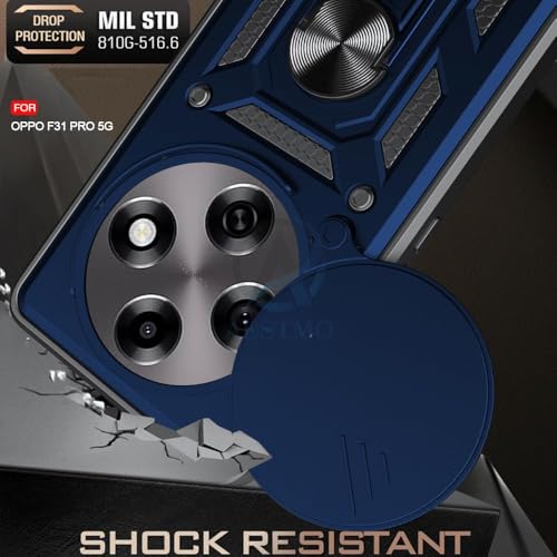 Image of AIBEX Back Cover Compatible for Oppo F31 Pro | D10 Tough Armor Case | Sliding Camera Shield | 360 Protection | Kickstand Ring Holder | Military-Grade Bumper Case - Blue