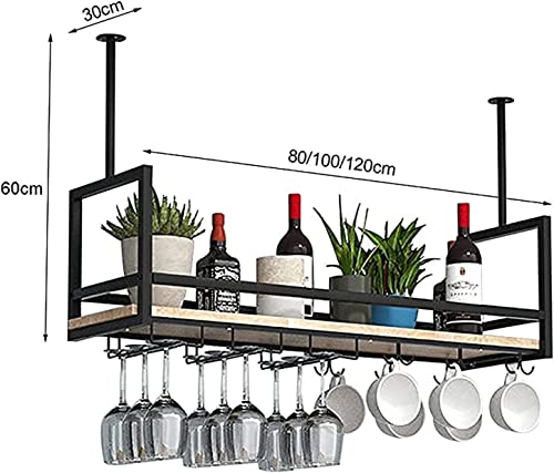 Support de bouteille de vin suspendu en bois massif et fer durable