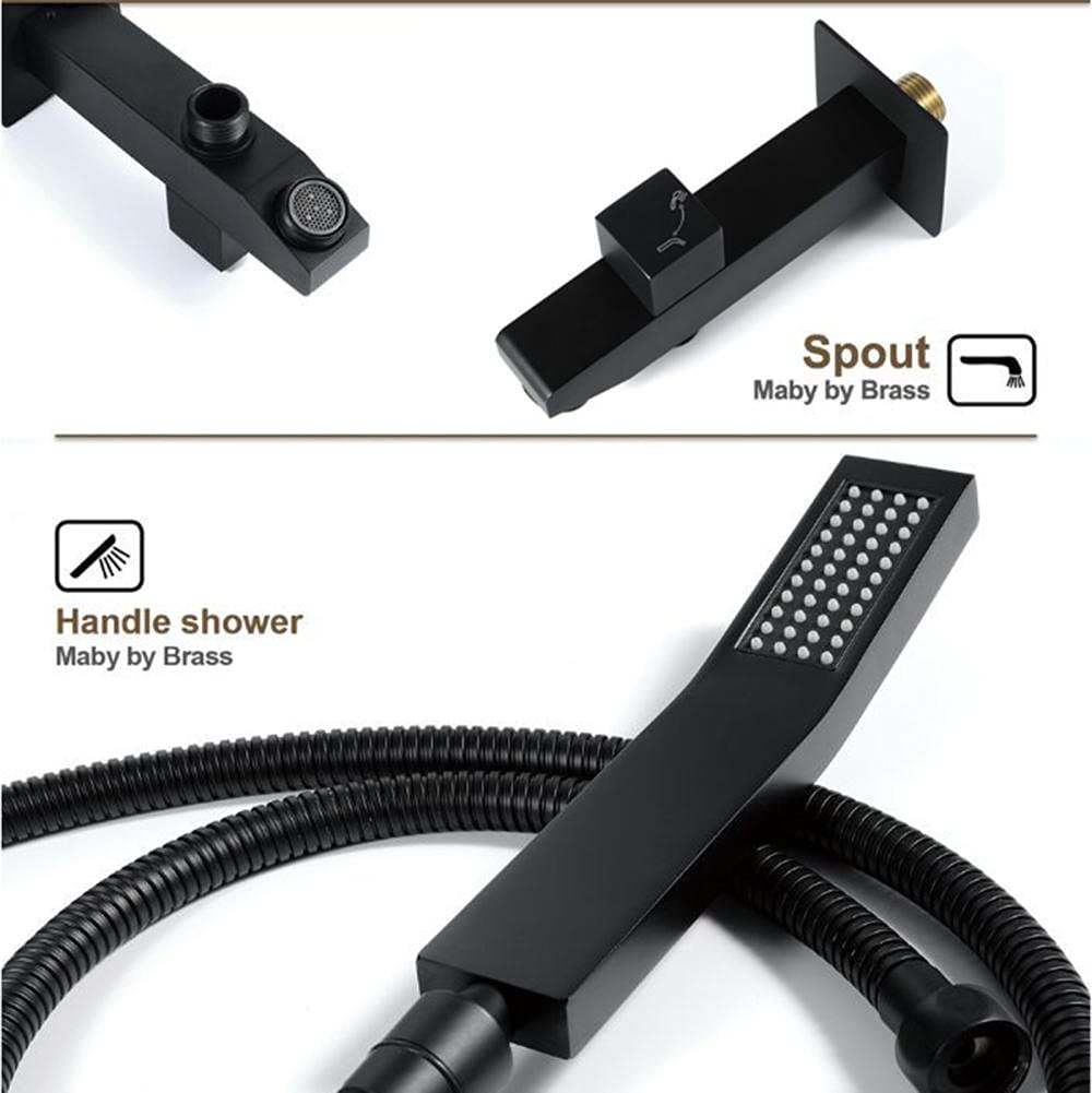 Set Doccia termostatico Nascosto Kit Doccia Nero Sistema Doccia a Pioggia a LED Miscelatore Doccia Stabilize