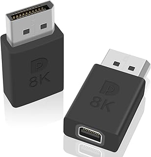 Poyiccot Displayport to Mini Displayport Adapter, Displayport 1.4 Adapter 8K UHD Video - DisplayPort Male to Mini DisplayPort Female Adapter, DP to mDP 1.2 Monitor Extension Adapter, 2Pack