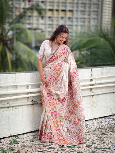 Image of SGF11 Women's Kanjivaram Pure Soft Silk Saree With Unstitched Blouse Piece