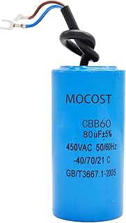CBB60 80uF Motor Running Capacitor AC 450V/250V 50/60Hz 2 Wire