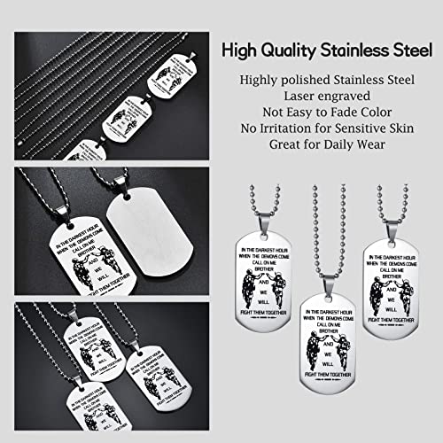 CaleesLLC Men's Necklace We Will Fight Them Together,To my Brother Necklace Military Dog Tag Pendent Christmas Birthday Party Gift,Set of 34