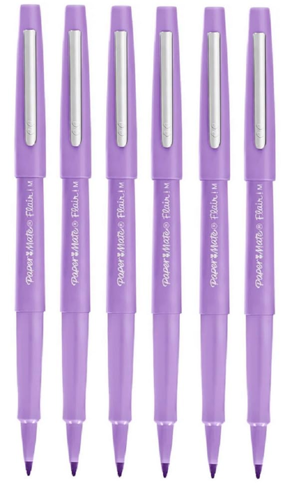 Paper Mate Flair Medium Point Felt Tip Pen Lilac 6 Pack