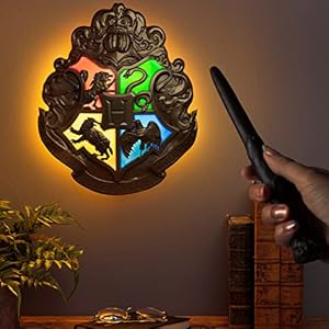 Harry Potter Hogwarts Crest Light Sign with Magical Wand Control | Harry Potter Room Decor