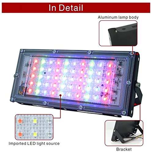 Image of MLD BL2059 50W Multi Color Changing Crystal Led RGB Flood Light with Remote Waterproof Brick Floodlights for Decoration Lights |Red, Green, Blue| 50 Watt | Pack of 6