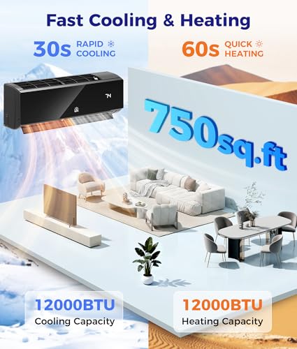 Image of Mini Split Ac /Heating System - 12000 BTU Mini Split Air Conditioner with Heat Pump Wifi Enabled Inverter, 20 SEER2 115V Energy Efficient Precharged DIY Split Ac Unit Up to 750 Sq.Ft