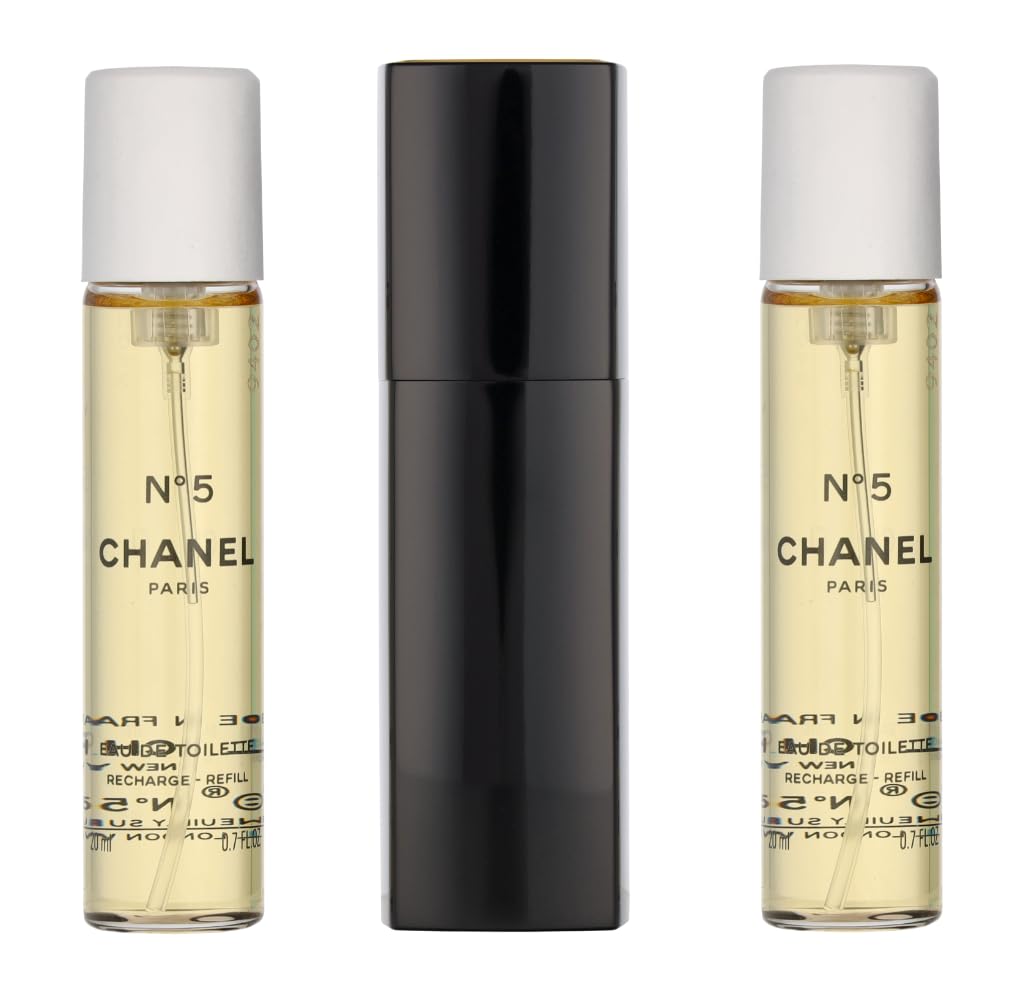 No. 5 by Chanel for Women, Set (Eau De Toilette Spray 0.7 Ounce, Two Eau De Toilette Refills, 0.7 Ounce Each)