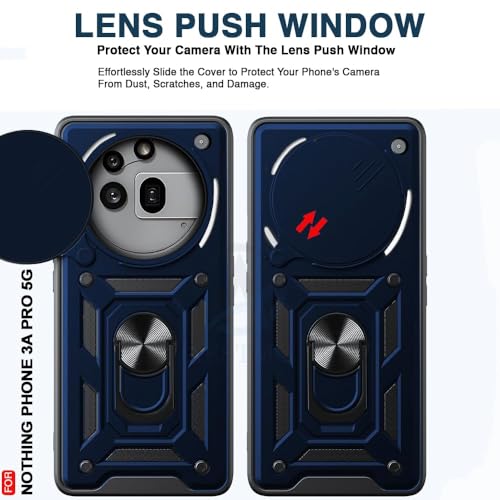 Image of AIBEX Back Cover for Nothing Phone 3(a) Pro 5G | D10 Tough Armor Case | Sliding Camera Shield | 360 Protection | Kickstand Ring Holder | Military-Grade Shockproof Bumper Case