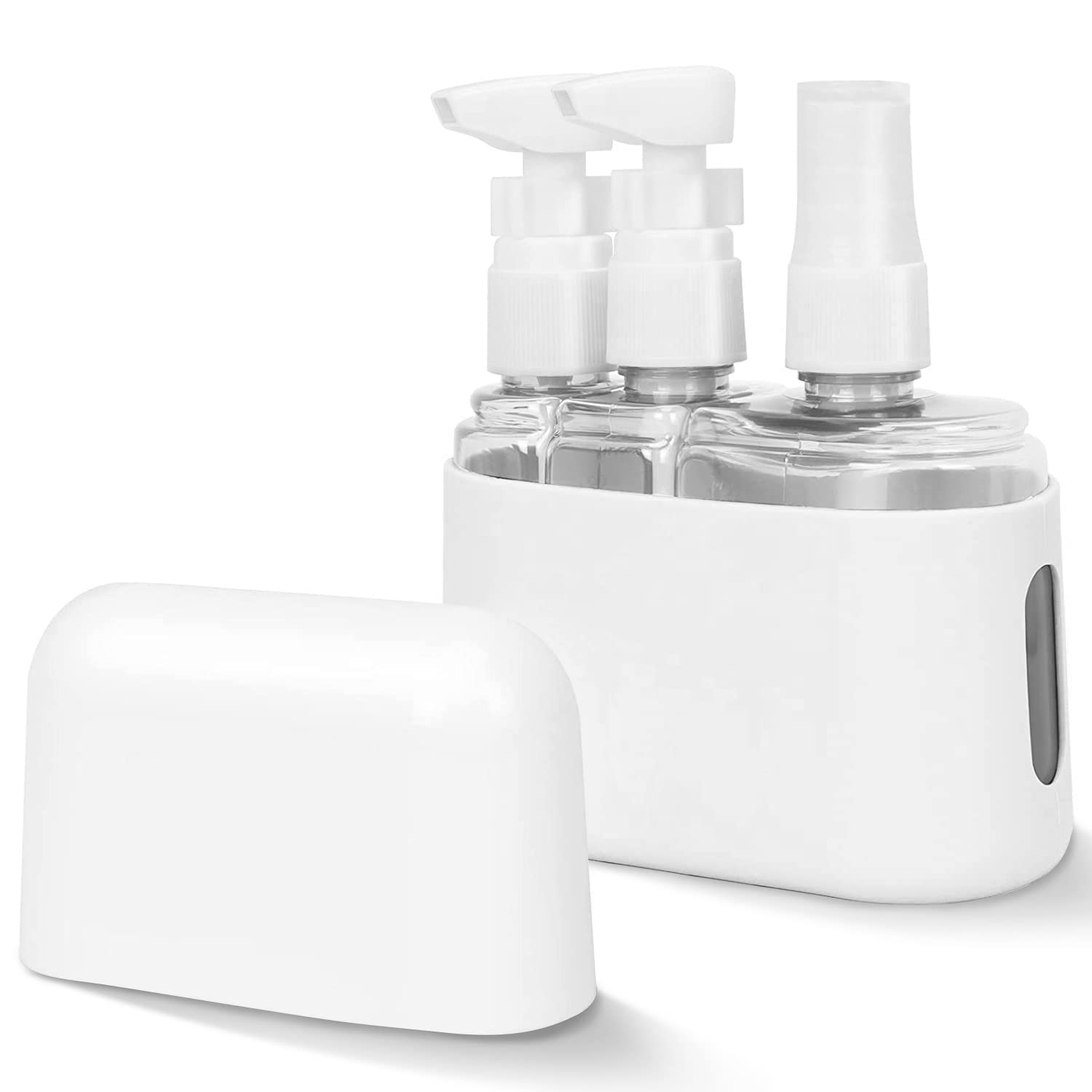 JicoDirect Travel Bottles Set TSA Approved Leak-Proof Toiletry Products Airplane Travel Accessories Kits With Silicone Sleeves and Labels(3 in 1,Gray)