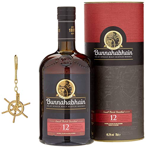 Bunnahabhain 12 Jahre - Islay Single Malt Scotch Whisky Mit Original Steuerrad-Schlüsselanhänger (1 x 0.7 l)