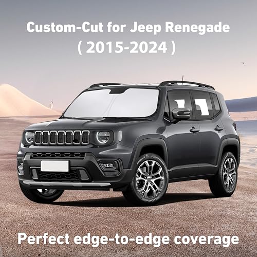 Image of EcoNour Windshield Sunshade Compatible for Jeep Renegade 2015-2022 2023 2024, Sun Visor for Front Windshield & Window Sun Shade Cover, UV Heat Blocker & Protector, Car Accessories