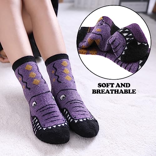 FNOVCO Kids Wool Socks Toddler Warm Thick Wool Hiking Thermal Cozy Boot Crew Socks for Boys Girls 6-Pack (8-12 Years, Crocodile)4